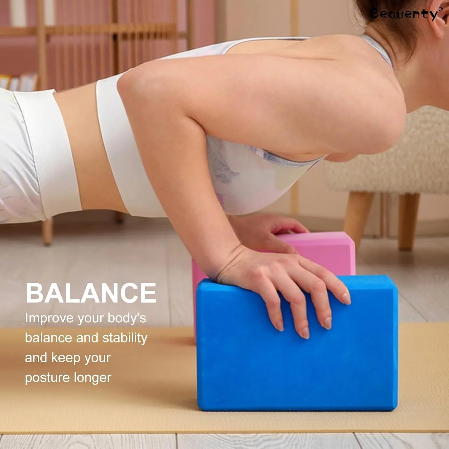 SportQ® Yoga Block Block 2 Pcs, High Density EVA Foam Non Slip Yoga Block for Home Gym Improve Stretching for Yoga/Pilates/Fitness - Image 7