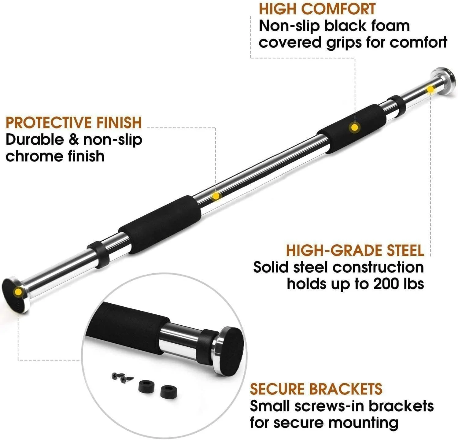 SportQ Home Entrance Gym Exercise Bar 62-100cm Gym Exercise Bar Brain Exercise Fitness Adjustable Size - Image 5