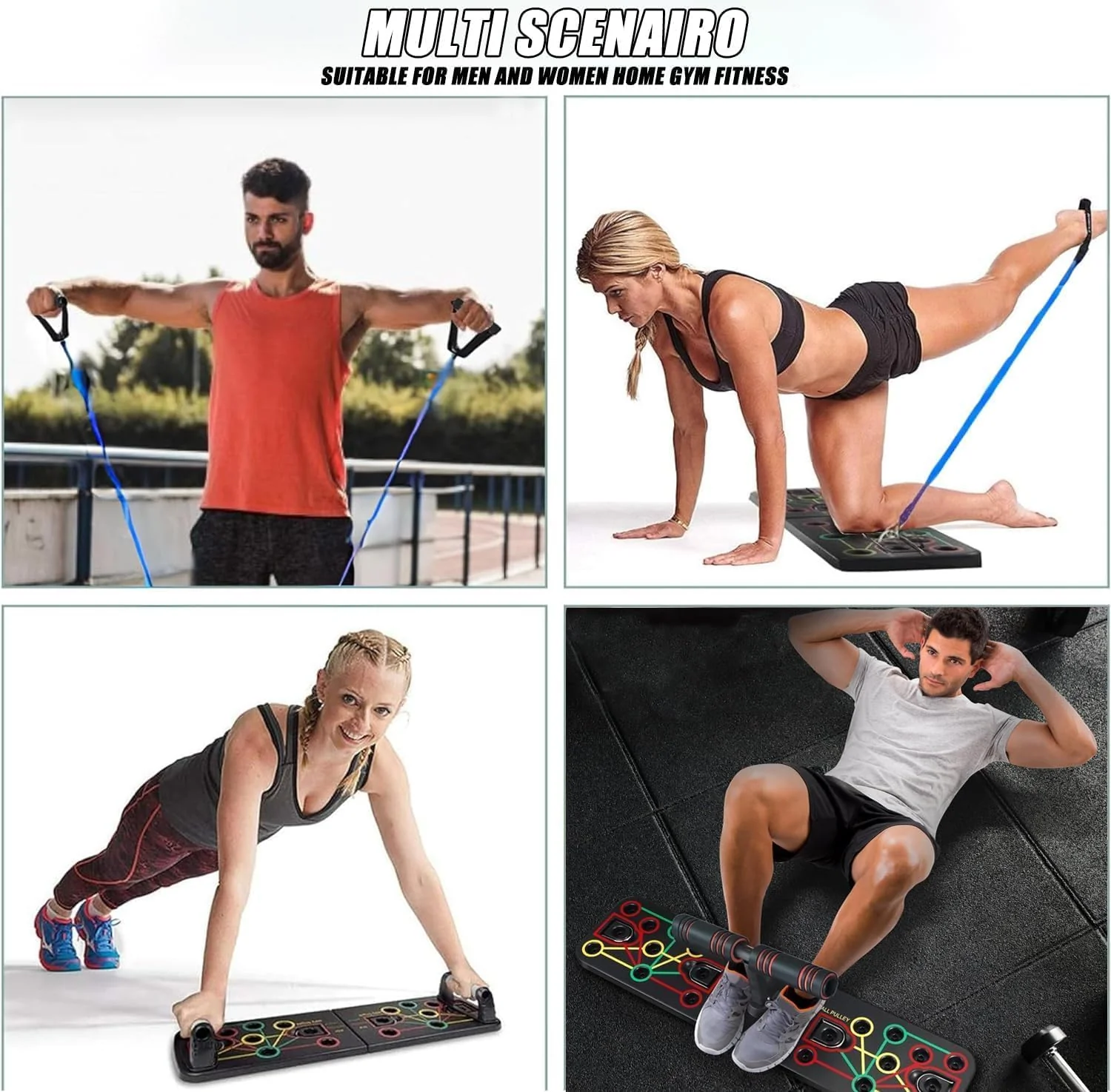 SportQ Push Up Board with Sit Up Stand, Multifunctional Push Up Bar with Resistance Bands, Home Strength Training Equipment, Push Up Handles for Perfect Push-Ups, Home Fitness - Image 2