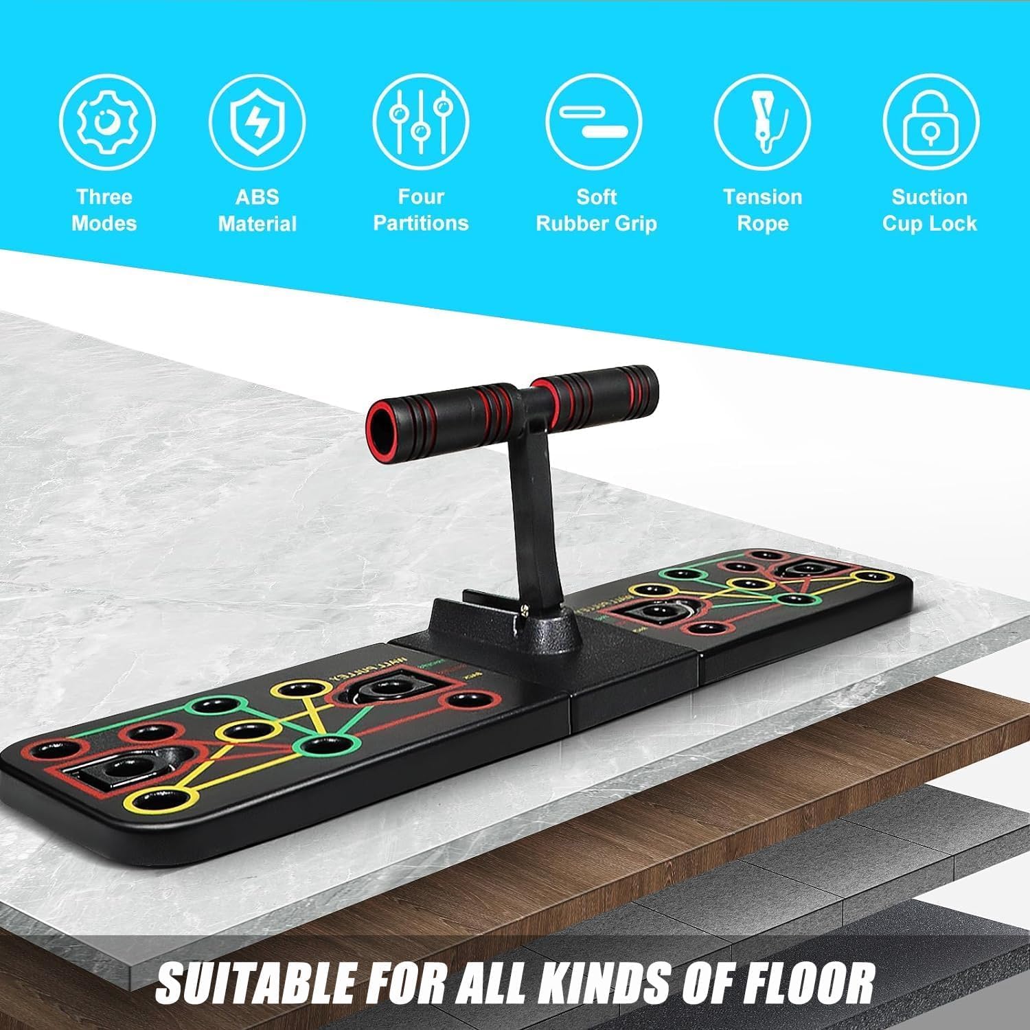 SportQ Push Up Board with Sit Up Stand, Multifunctional Push Up Bar with Resistance Bands, Home Strength Training Equipment, Push Up Handles for Perfect Push-Ups, Home Fitness - Image 4