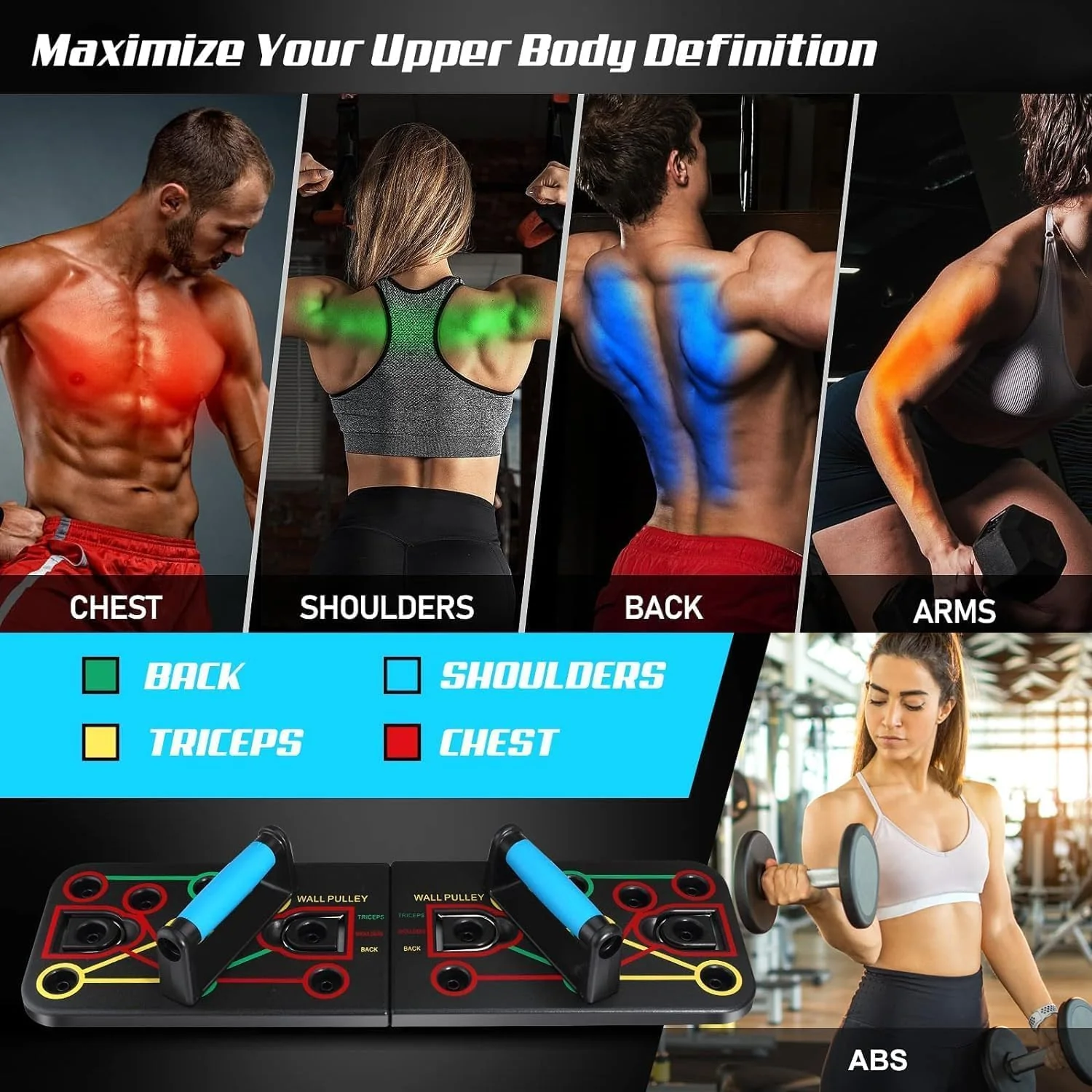 SportQ Push Up Board with Sit Up Stand, Multifunctional Push Up Bar with Resistance Bands, Home Strength Training Equipment, Push Up Handles for Perfect Push-Ups, Home Fitness - Image 5