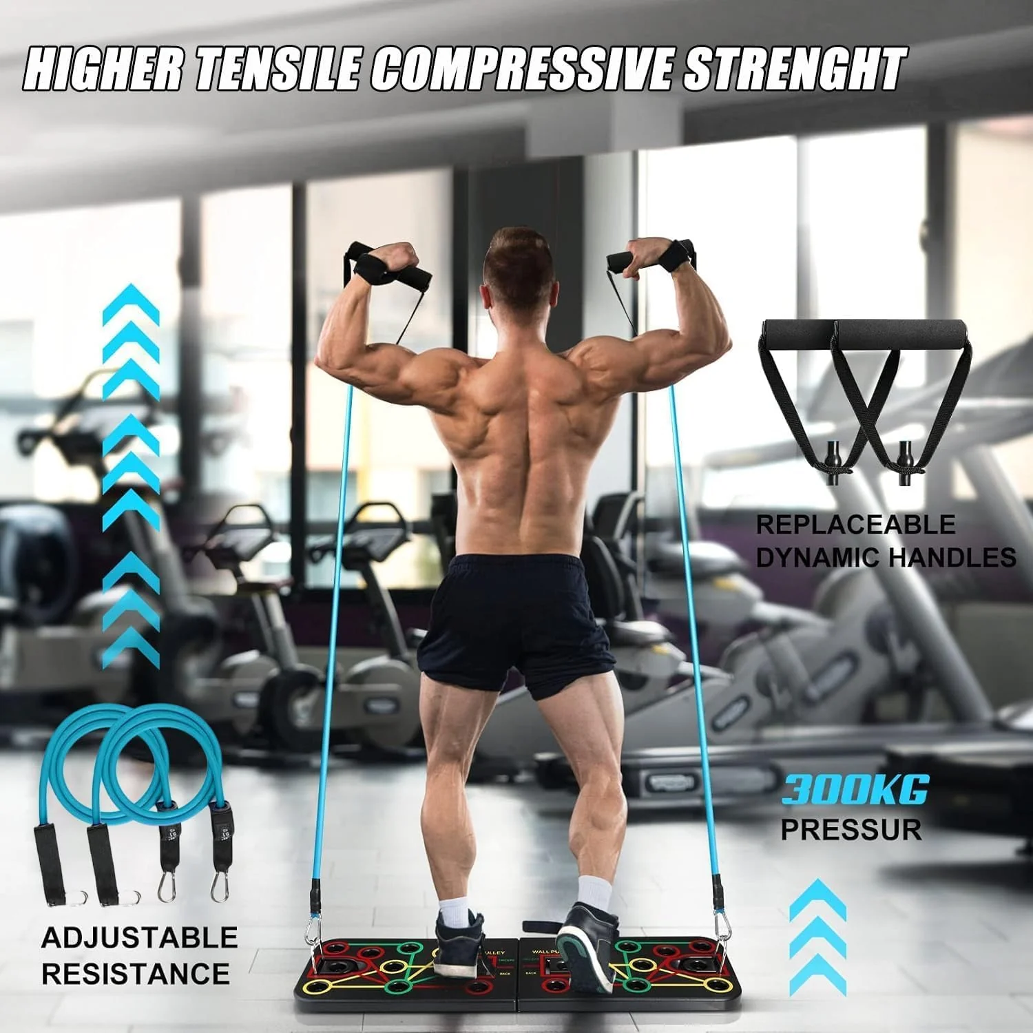 SportQ Push Up Board with Sit Up Stand, Multifunctional Push Up Bar with Resistance Bands, Home Strength Training Equipment, Push Up Handles for Perfect Push-Ups, Home Fitness - Image 6