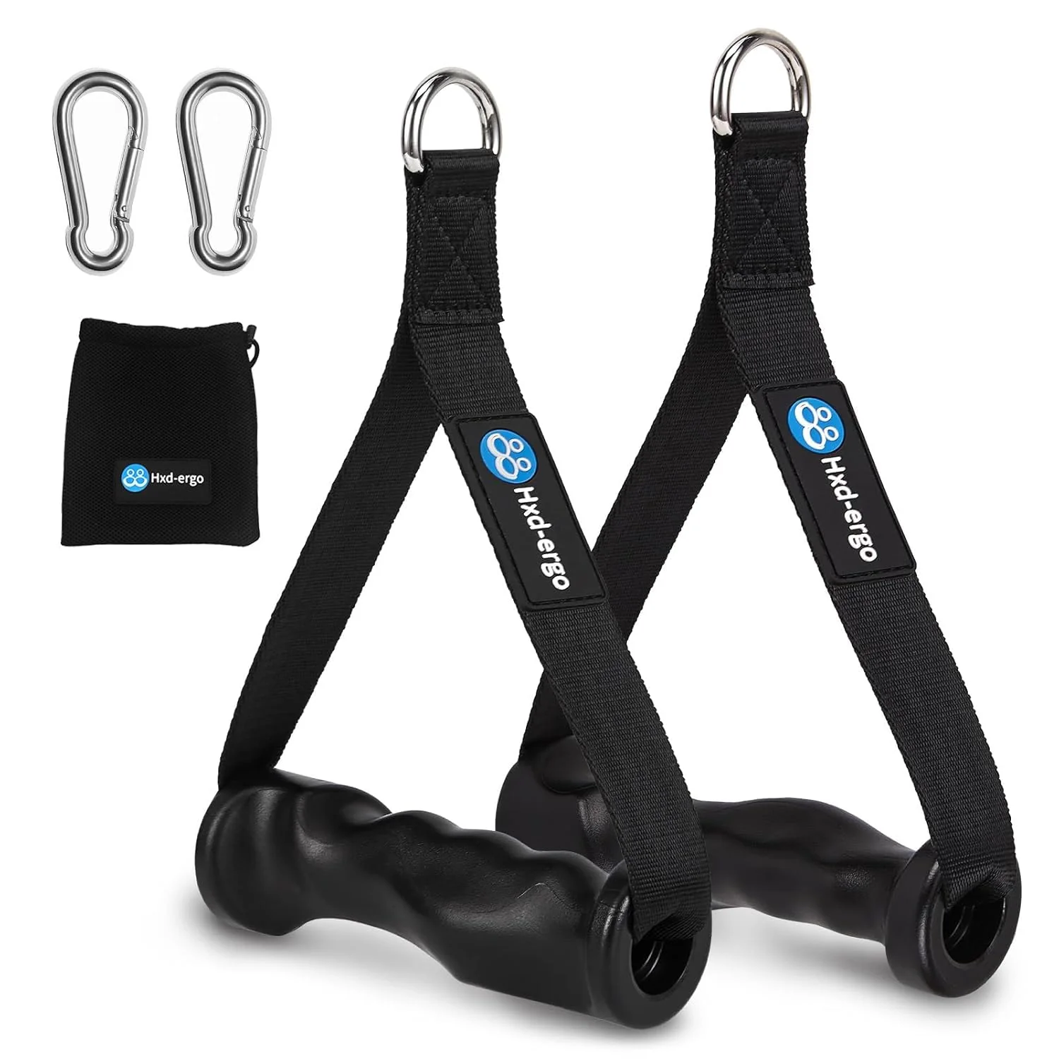 SportQ® Ergonomic Resistance Band Handles – Non-Slip TPE Grip + Heavy-Duty Straps + 2 Hooks+ Carry Bag