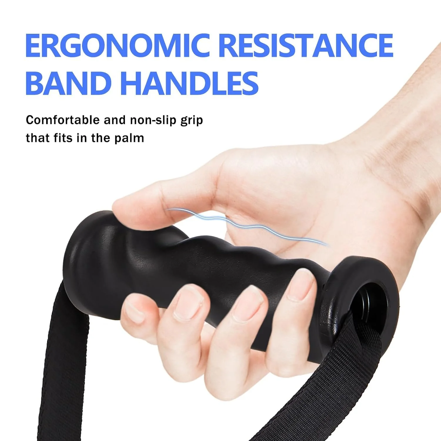 SportQ® Ergonomic Resistance Band Handles – Non-Slip TPE Grip + Heavy-Duty Straps + 2 Hooks+ Carry Bag - Image 2