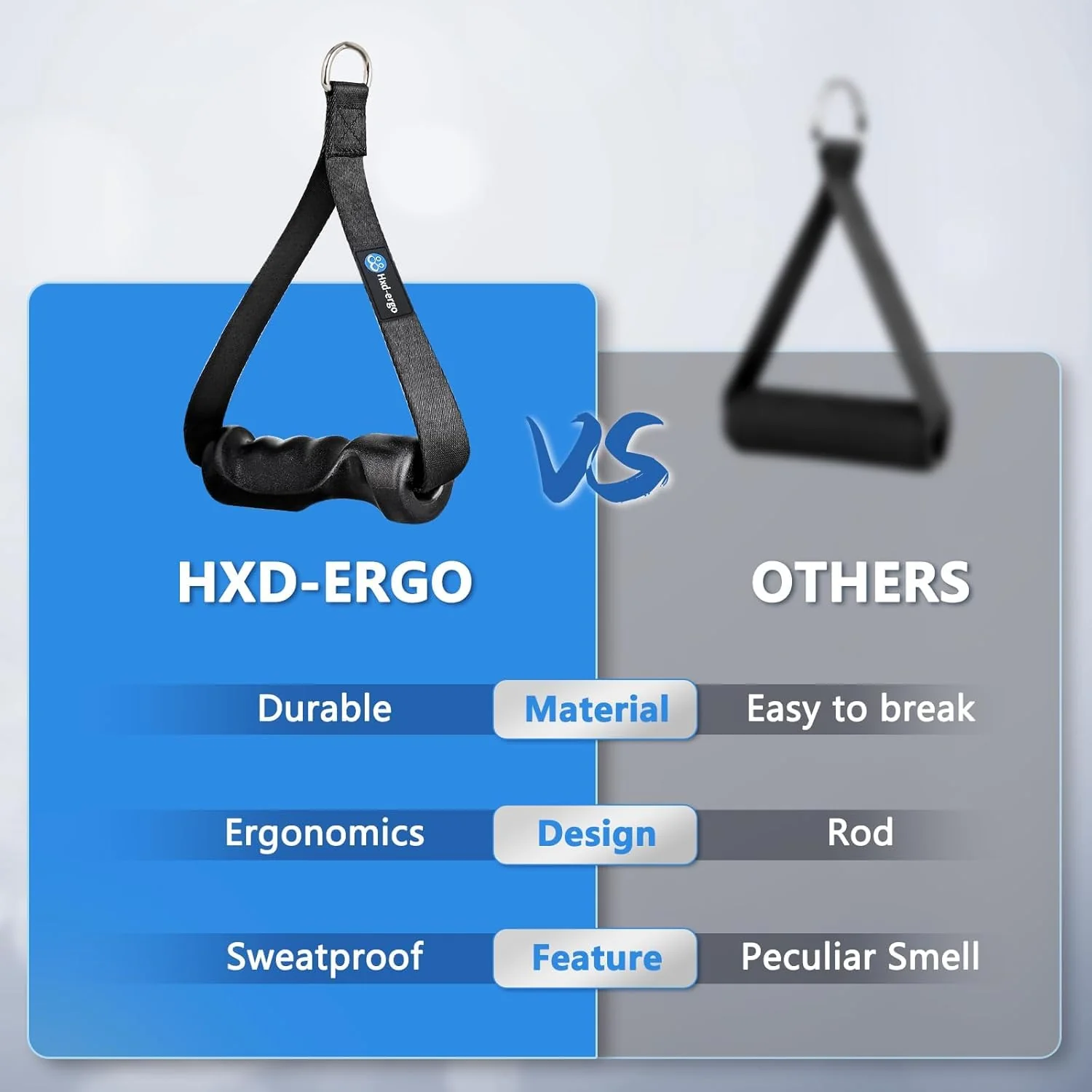 SportQ® Ergonomic Resistance Band Handles – Non-Slip TPE Grip + Heavy-Duty Straps + 2 Hooks+ Carry Bag - Image 3
