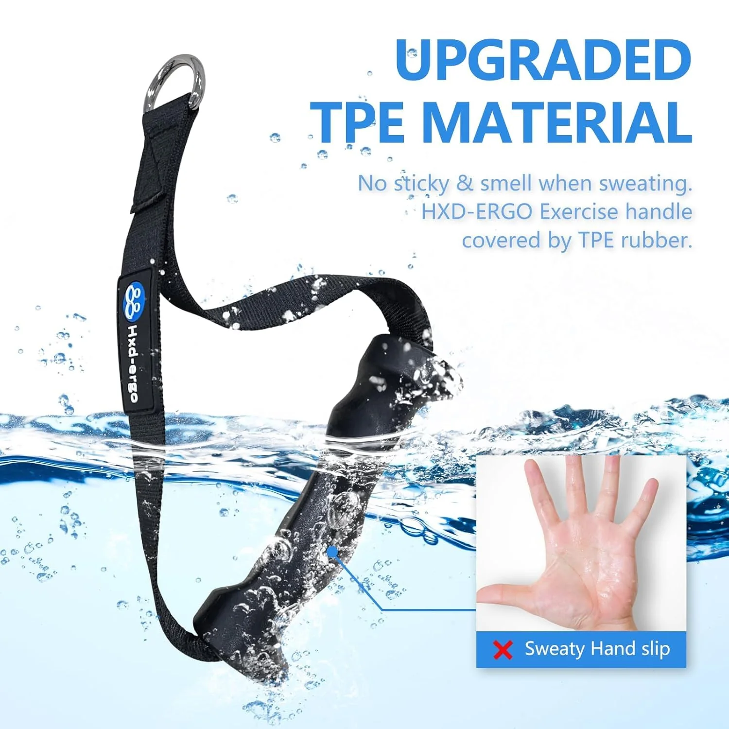 SportQ® Ergonomic Resistance Band Handles – Non-Slip TPE Grip + Heavy-Duty Straps + 2 Hooks+ Carry Bag - Image 5