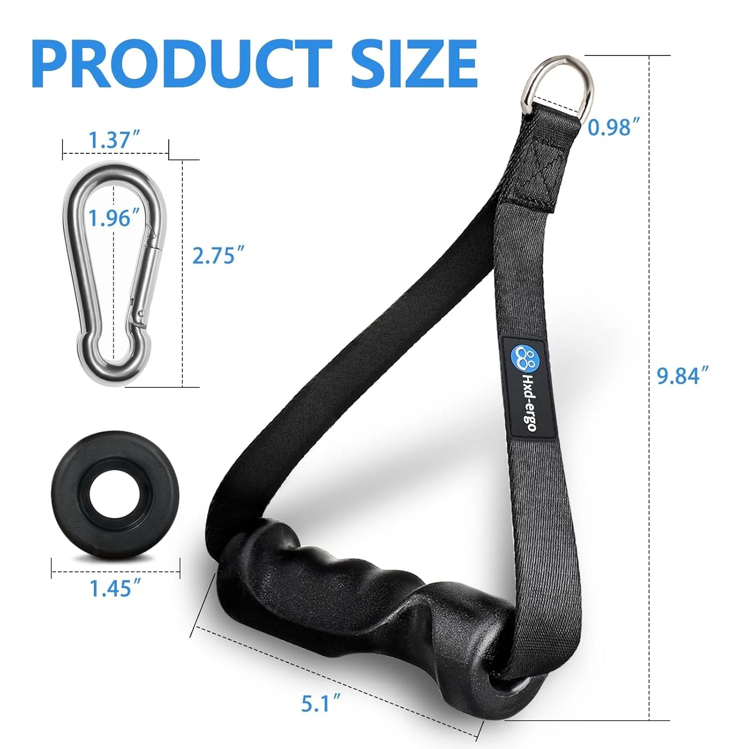SportQ® Ergonomic Resistance Band Handles – Non-Slip TPE Grip + Heavy-Duty Straps + 2 Hooks+ Carry Bag - Image 6