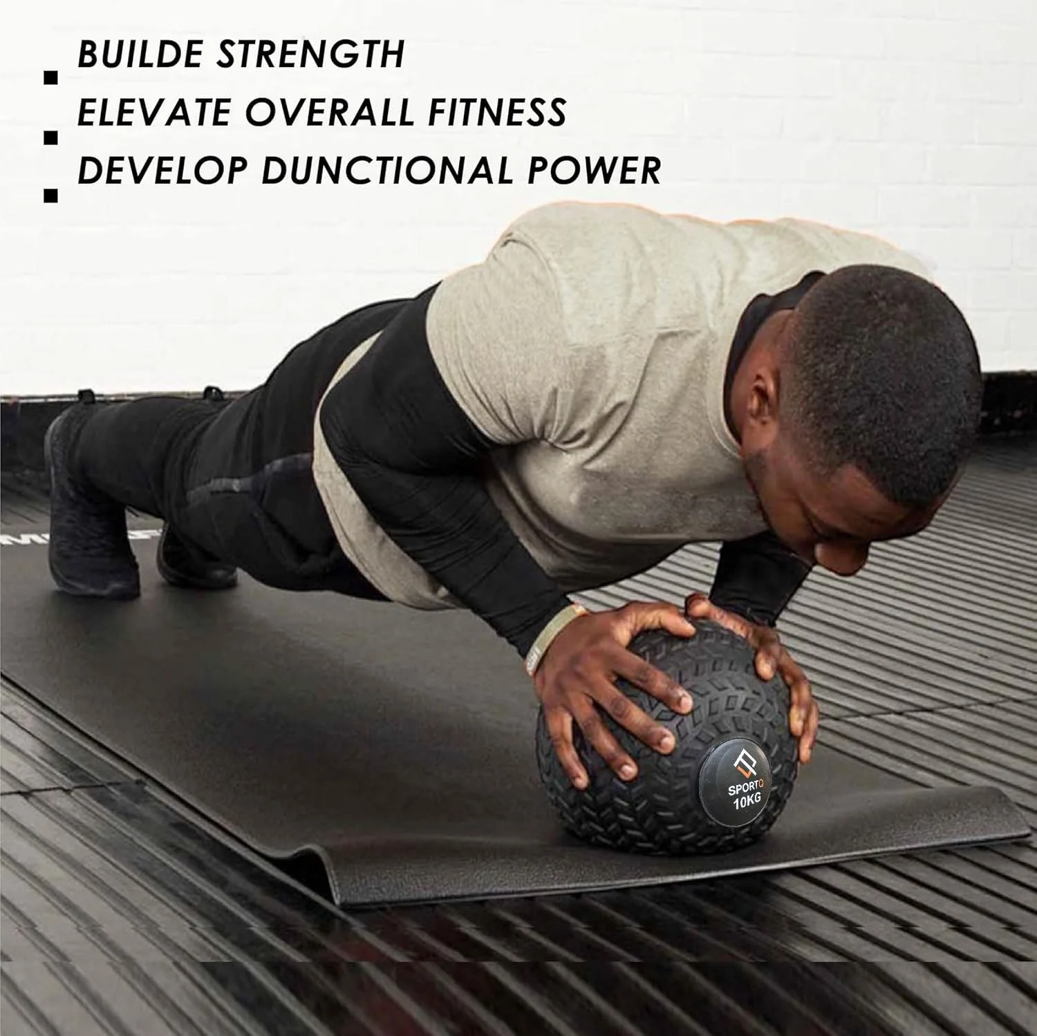 SportQ Premium Dead Bounce Slam Rubber Ball Workout for Strength and Adaptation Training, Core Training, Squats, Lunges, Plyometric Ball with Grooved Surface, Versatile - Image 2