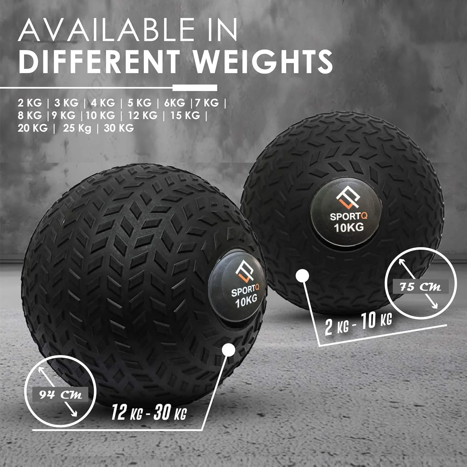 SportQ Premium Dead Bounce Slam Rubber Ball Workout for Strength and Adaptation Training, Core Training, Squats, Lunges, Plyometric Ball with Grooved Surface, Versatile - Image 5