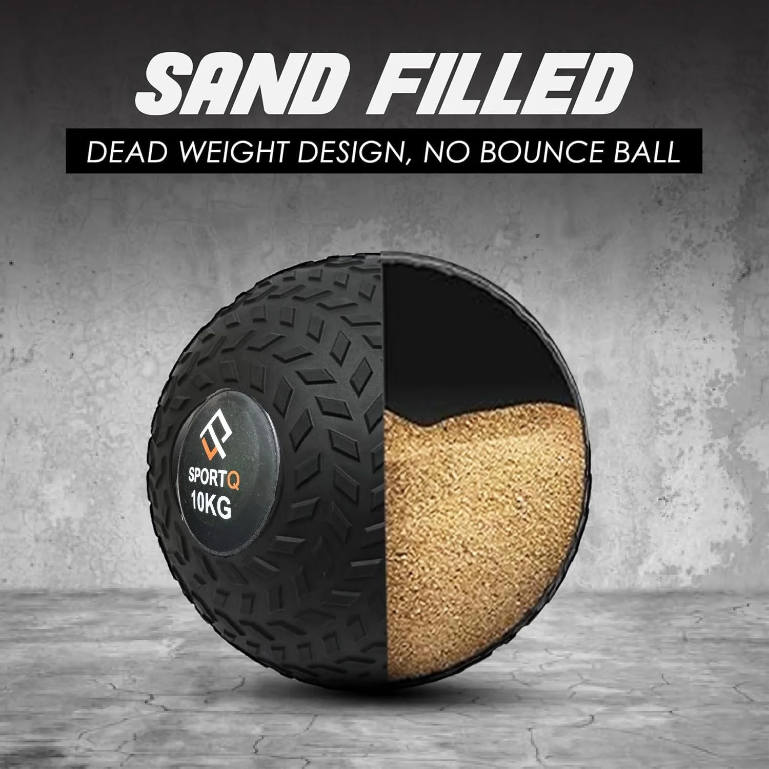 SportQ Premium Dead Bounce Slam Rubber Ball Workout for Strength and Adaptation Training, Core Training, Squats, Lunges, Plyometric Ball with Grooved Surface, Versatile - Image 6