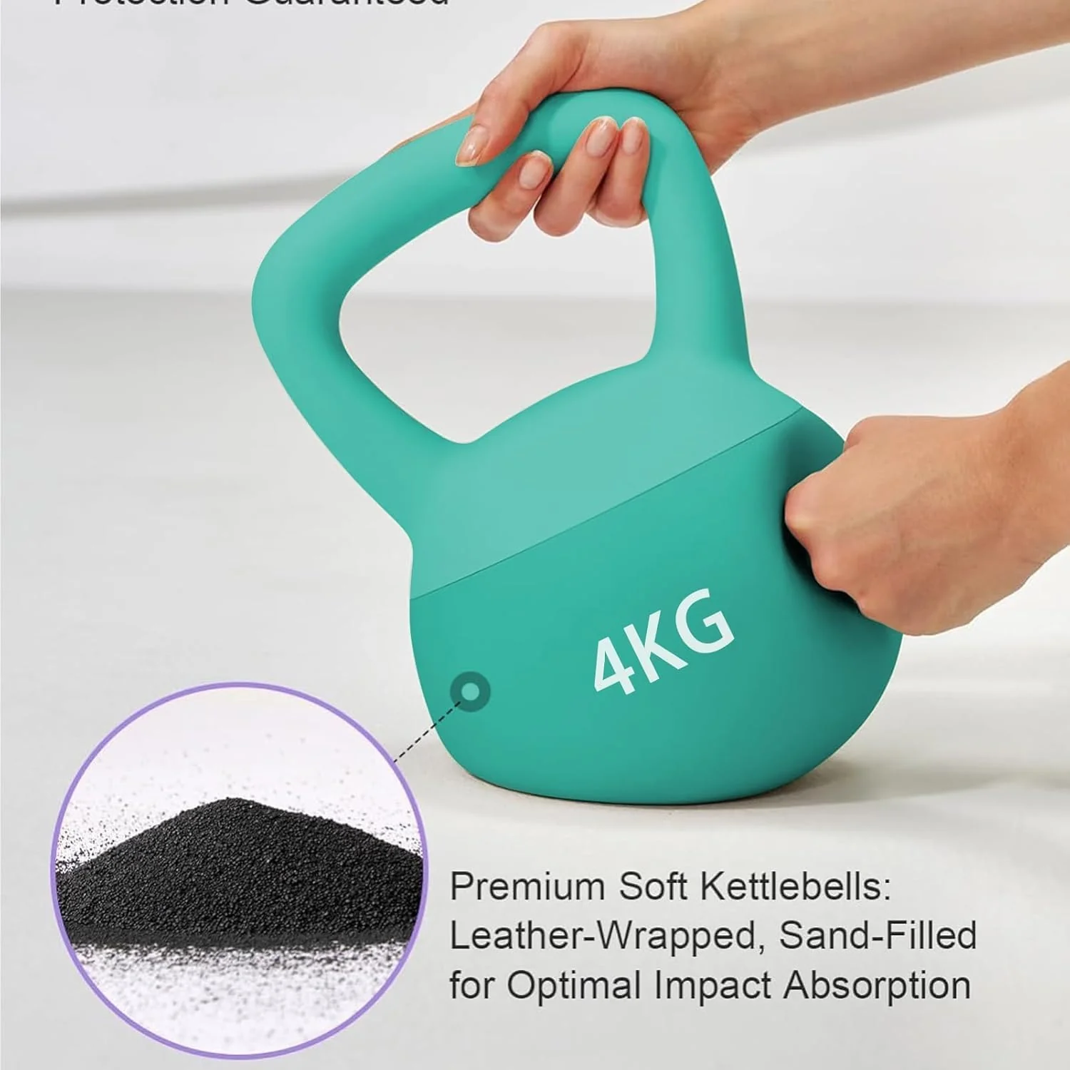 SportQ Soft Kettlebell – Safe Training Kettlebell Covered with Non-Slip Coating | Wide Palm Grip & Sand Pad for Shock Absorption for Strength Training and Fat Burning (2kg to 10kg) - Image 3