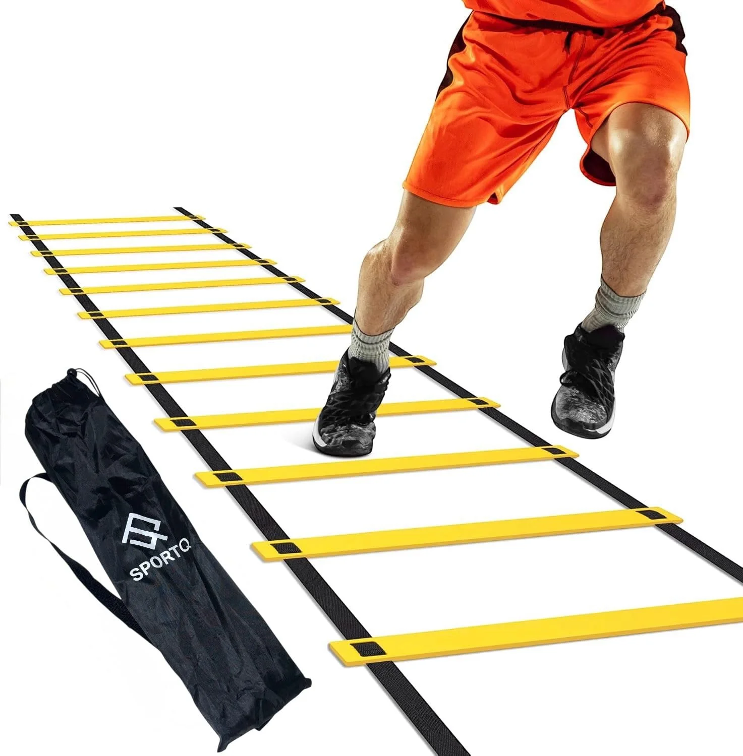 SportQ 12 Training Speed Ladder 6M with Carry Bag for Soccer Ball Speed Training Exercise Fitness