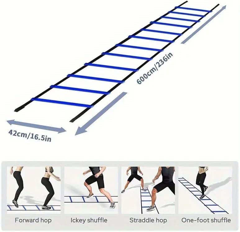 SportQ 12 Training Speed Ladder 6M with Carry Bag for Soccer Ball Speed Training Exercise Fitness - Image 2