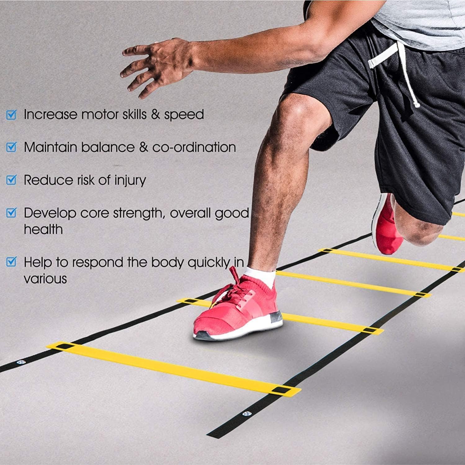 SportQ 12 Training Speed Ladder 6M with Carry Bag for Soccer Ball Speed Training Exercise Fitness - Image 4