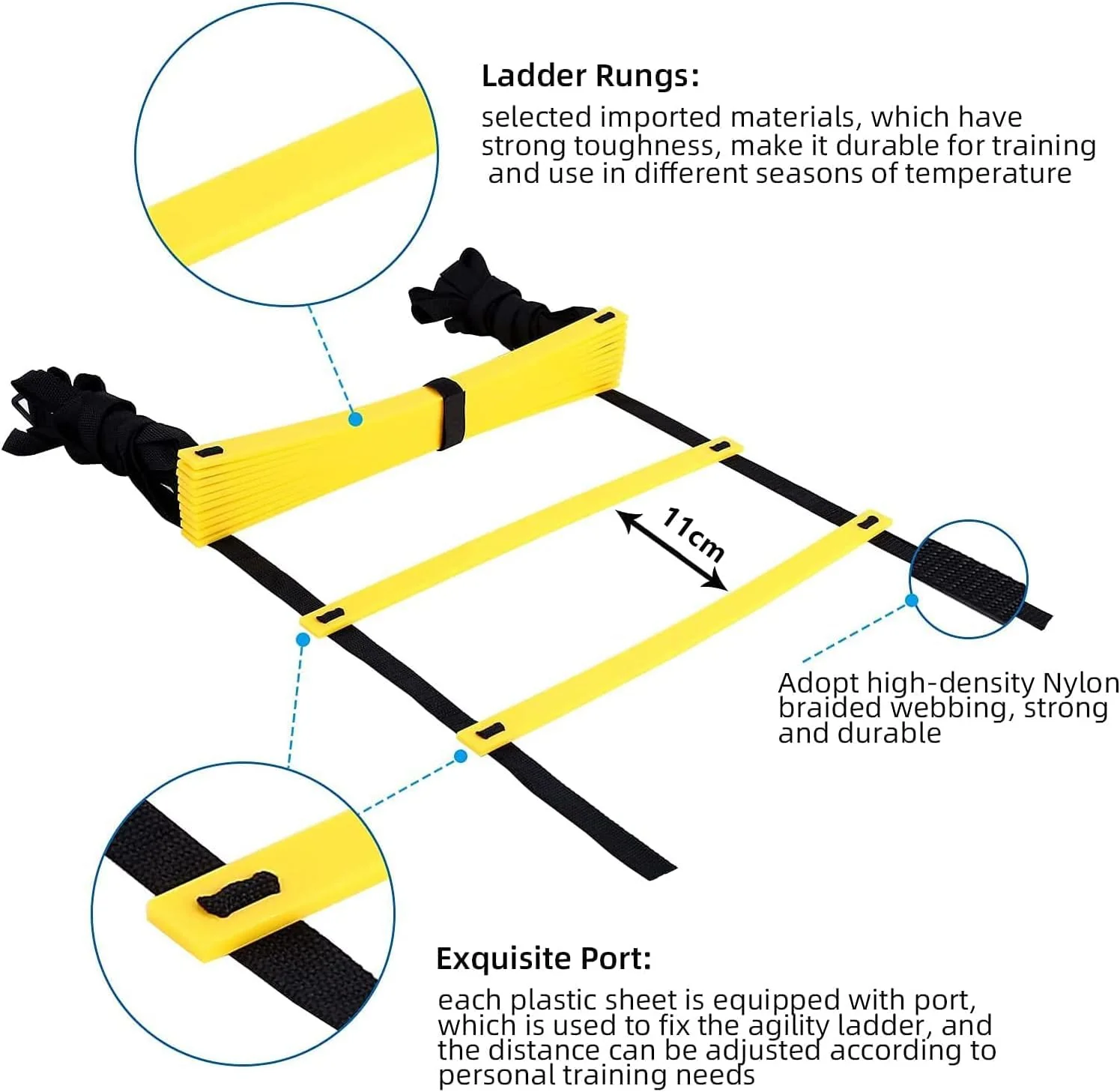 SportQ 12 Training Speed Ladder 6M with Carry Bag for Soccer Ball Speed Training Exercise Fitness - Image 7