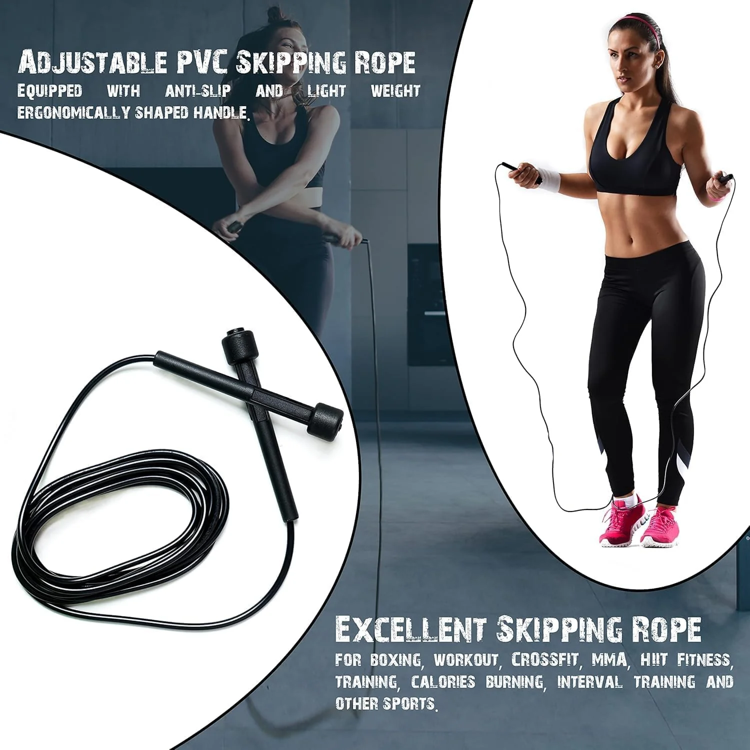 SportQ Skipping Rope for Men and Women with Zipper Speed Intensification Speed Jump Rope Adjustable Height for Kids Women Girls Jump Rope for Jumping Workout Gym Fitness - Image 4