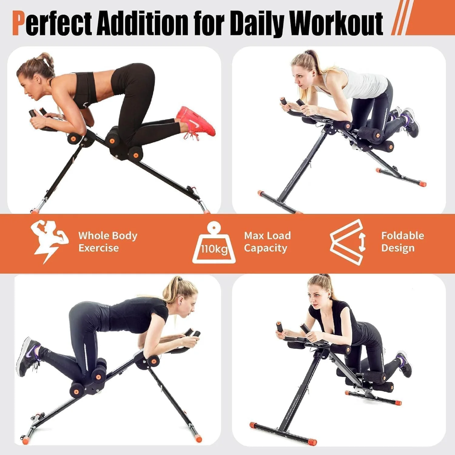 SportQ Abdominal Exerciser – Abdominal & Waist Trainer with 4 Resistance Levels & LCD Display – Foldable & Space Saving – Suitable for Full Body Workout & Core Strength – Load 110kg - Image 4