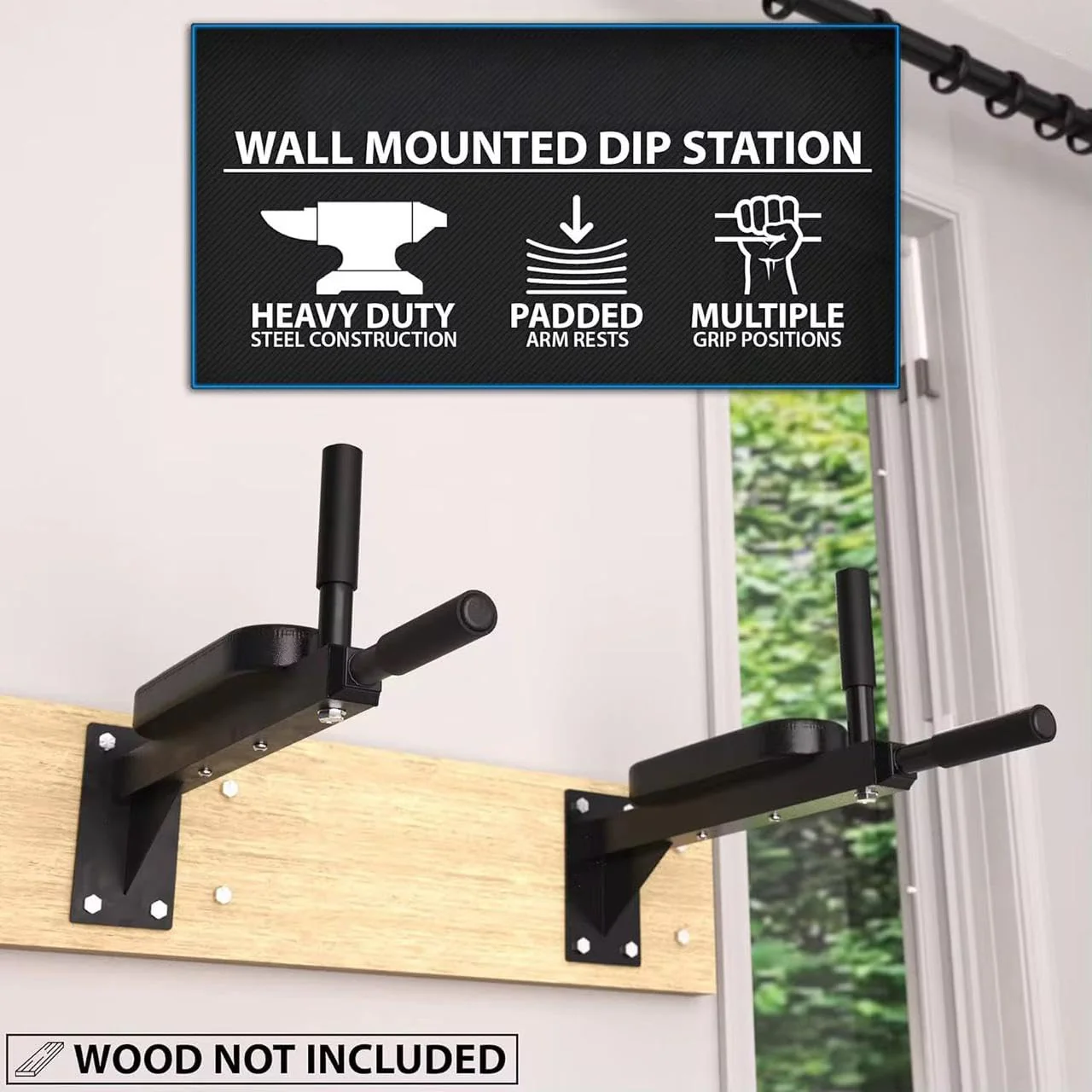 Heavy Wall Dips – Chest Wall Parallel for Triceps, Core Muscles | 180kg Steel Design with Padded Armrests & Multiple Handles | Home Gym Equipment - Image 5