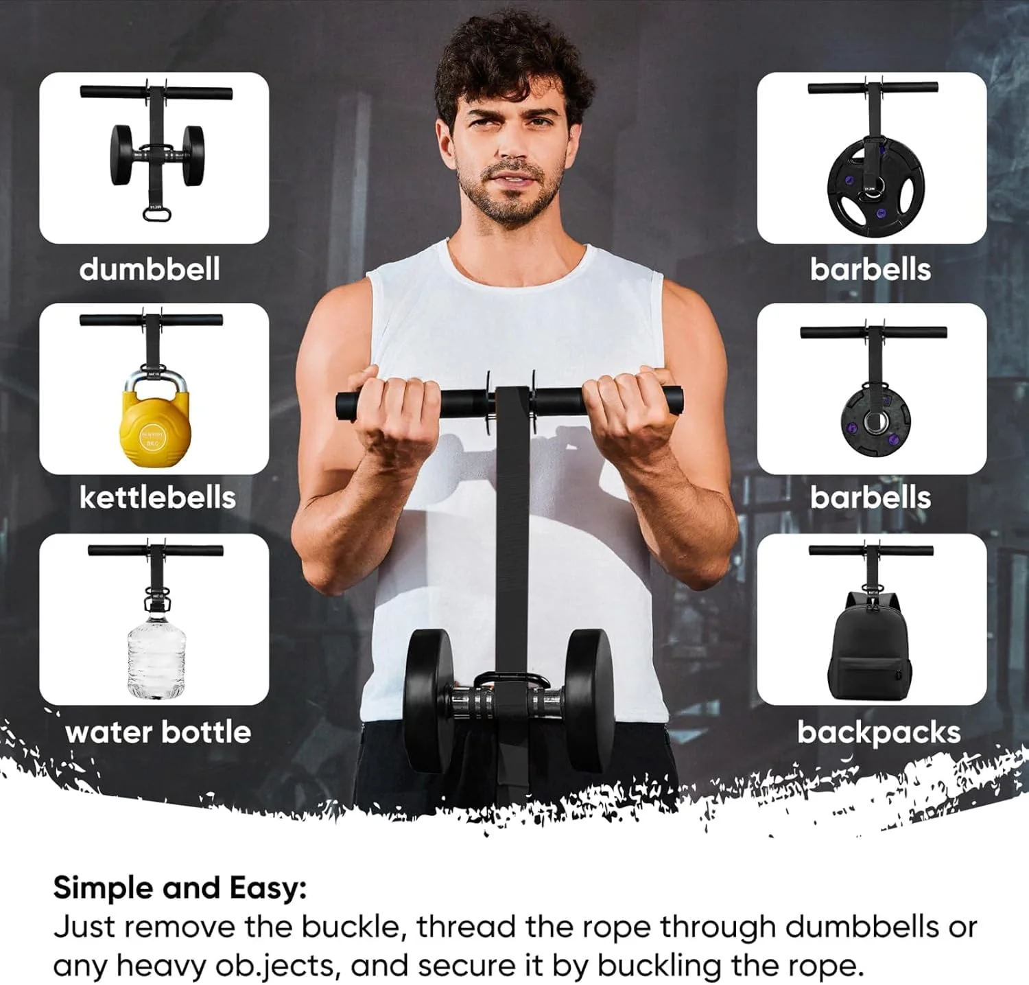 SportQ Forearm & Wrist Strengthener - Metal Roller with Adjustable Nylon Strap to Improve Arm Strength, Wrist & Forearm Exercise, Grip & Flexibility – Suitable for Dumbbells & Weights - Image 3