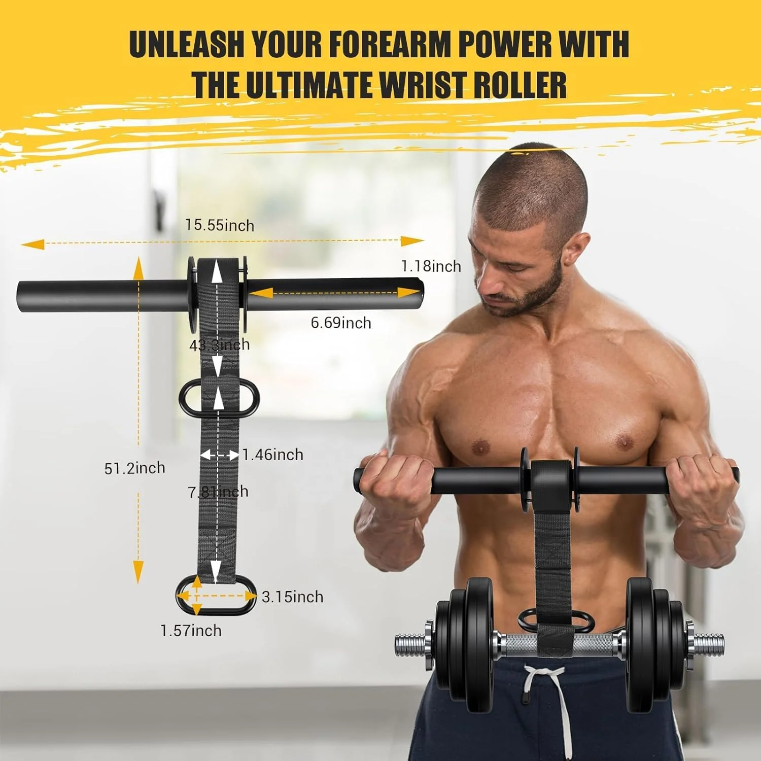 SportQ Forearm & Wrist Strengthener - Metal Roller with Adjustable Nylon Strap to Improve Arm Strength, Wrist & Forearm Exercise, Grip & Flexibility – Suitable for Dumbbells & Weights - Image 7