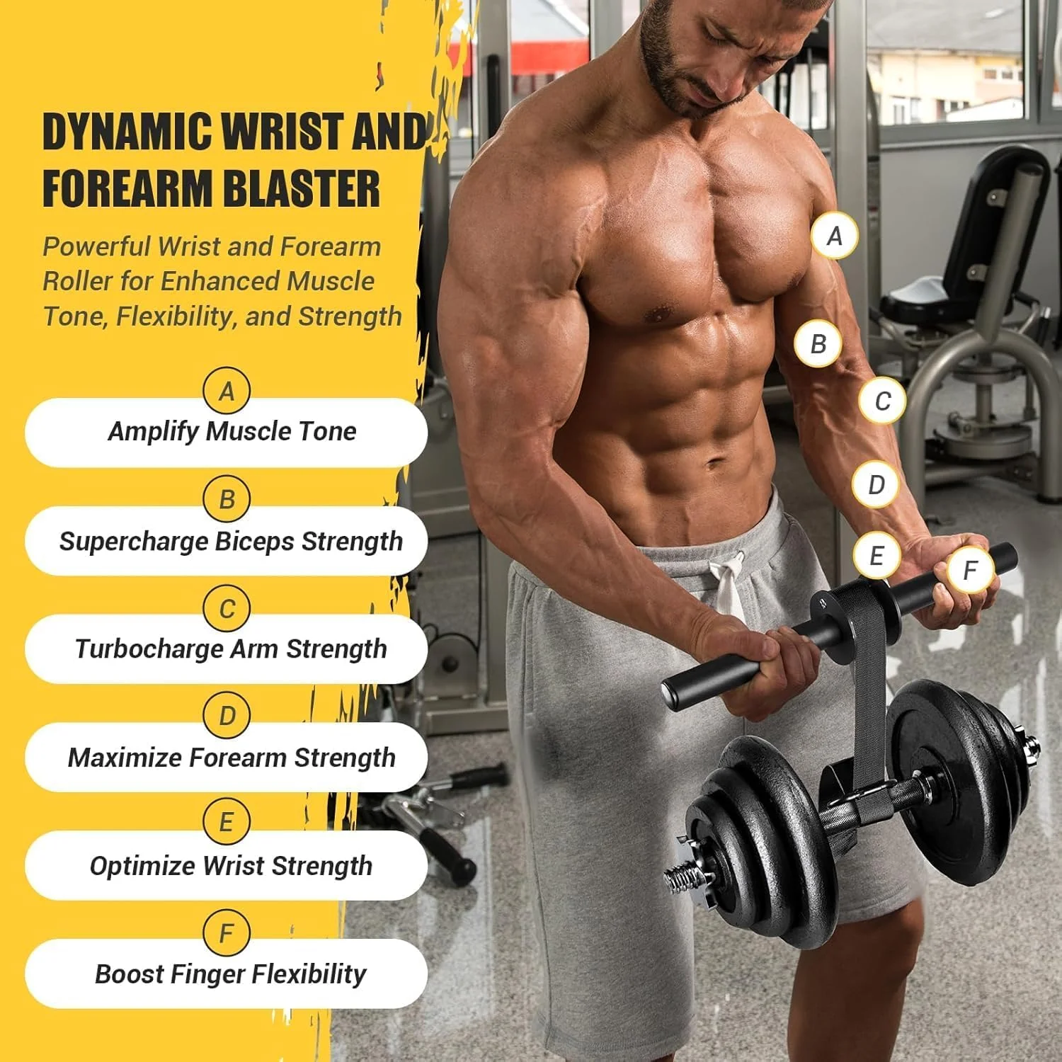 SportQ Forearm & Wrist Strengthener - Metal Roller with Adjustable Nylon Strap to Improve Arm Strength, Wrist & Forearm Exercise, Grip & Flexibility – Suitable for Dumbbells & Weights - Image 9