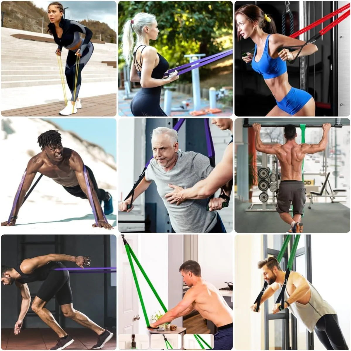 SportQ Resistance Bands Set Premium Fitness Rubber Bands, 5 Different Sizes with Handles, Door Anchors, Leg Bands with Tool Carry Bag - Image 5