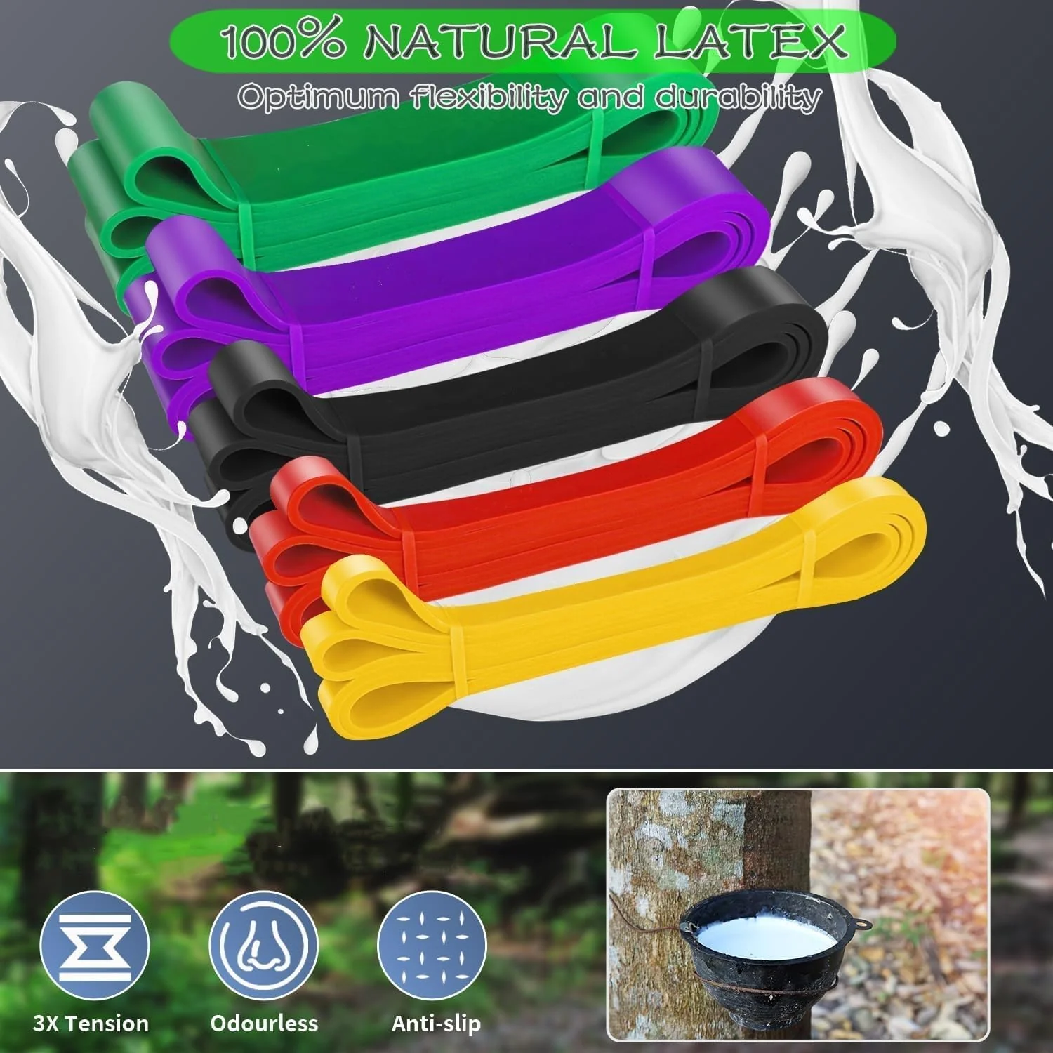 SportQ Resistance Bands Set Premium Fitness Rubber Bands, 5 Different Sizes with Handles, Door Anchors, Leg Bands with Tool Carry Bag - Image 7