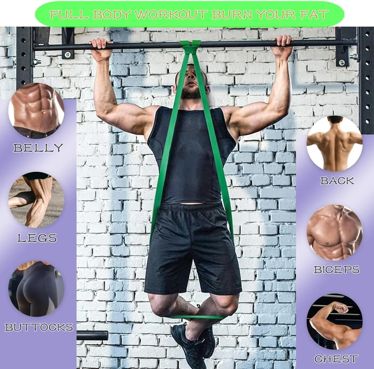 SportQ Resistance Bands Set Premium Fitness Rubber Bands, 5 Different Sizes with Handles, Door Anchors, Leg Bands with Tool Carry Bag - Image 9