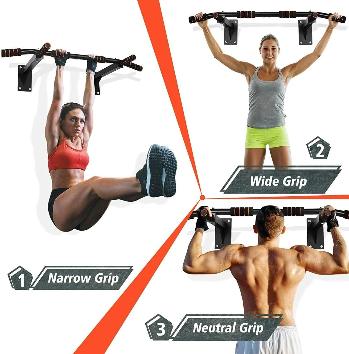 SportQ® Wall Pull Up Bar Wall Mounted Pull Up Bar Fitness Trainer Pull Up Portable Wall Mounted Exercise Equipment for Home Fitness - Image 5