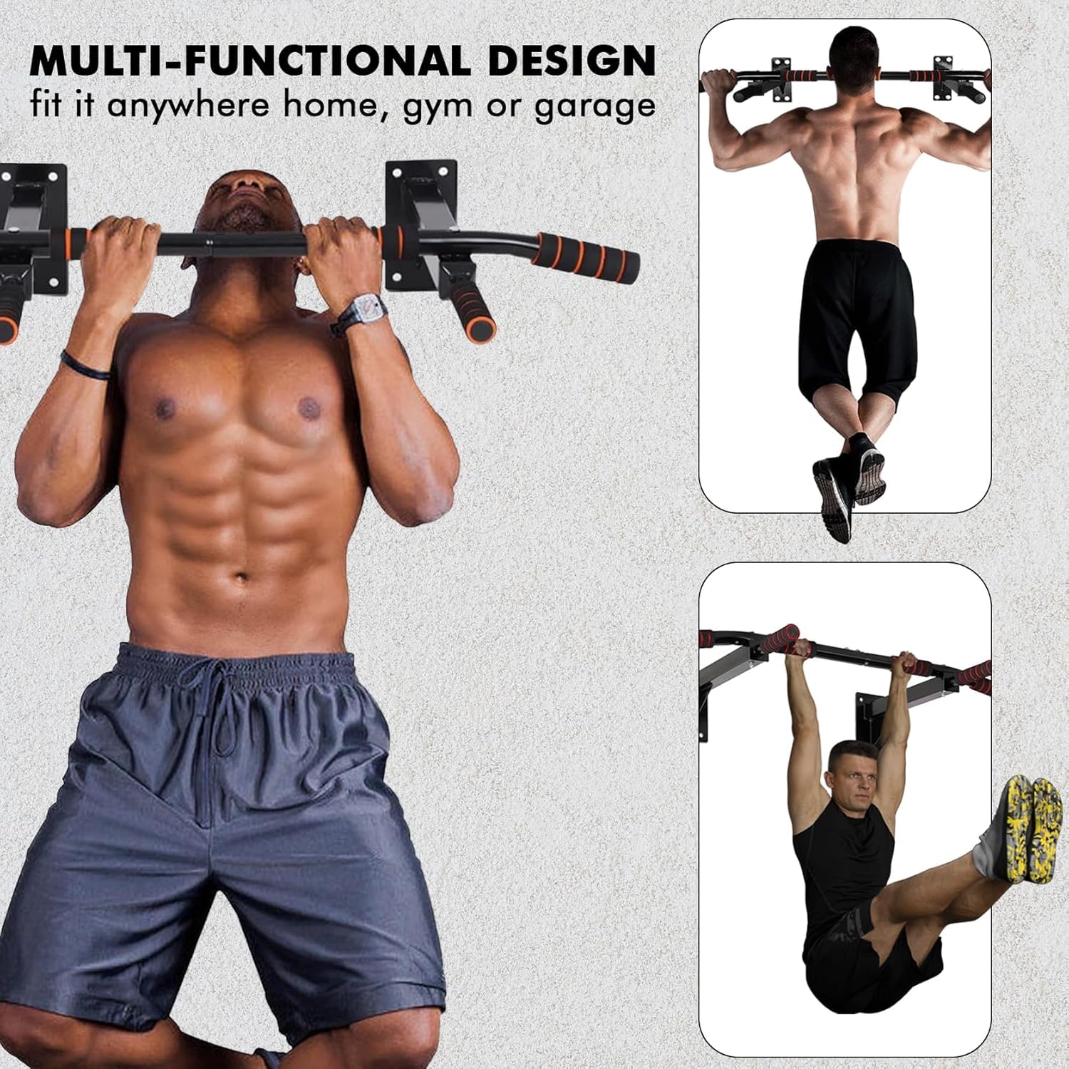 SportQ® Wall Pull Up Bar Wall Mounted Pull Up Bar Fitness Trainer Pull Up Portable Wall Mounted Exercise Equipment for Home Fitness - Image 9