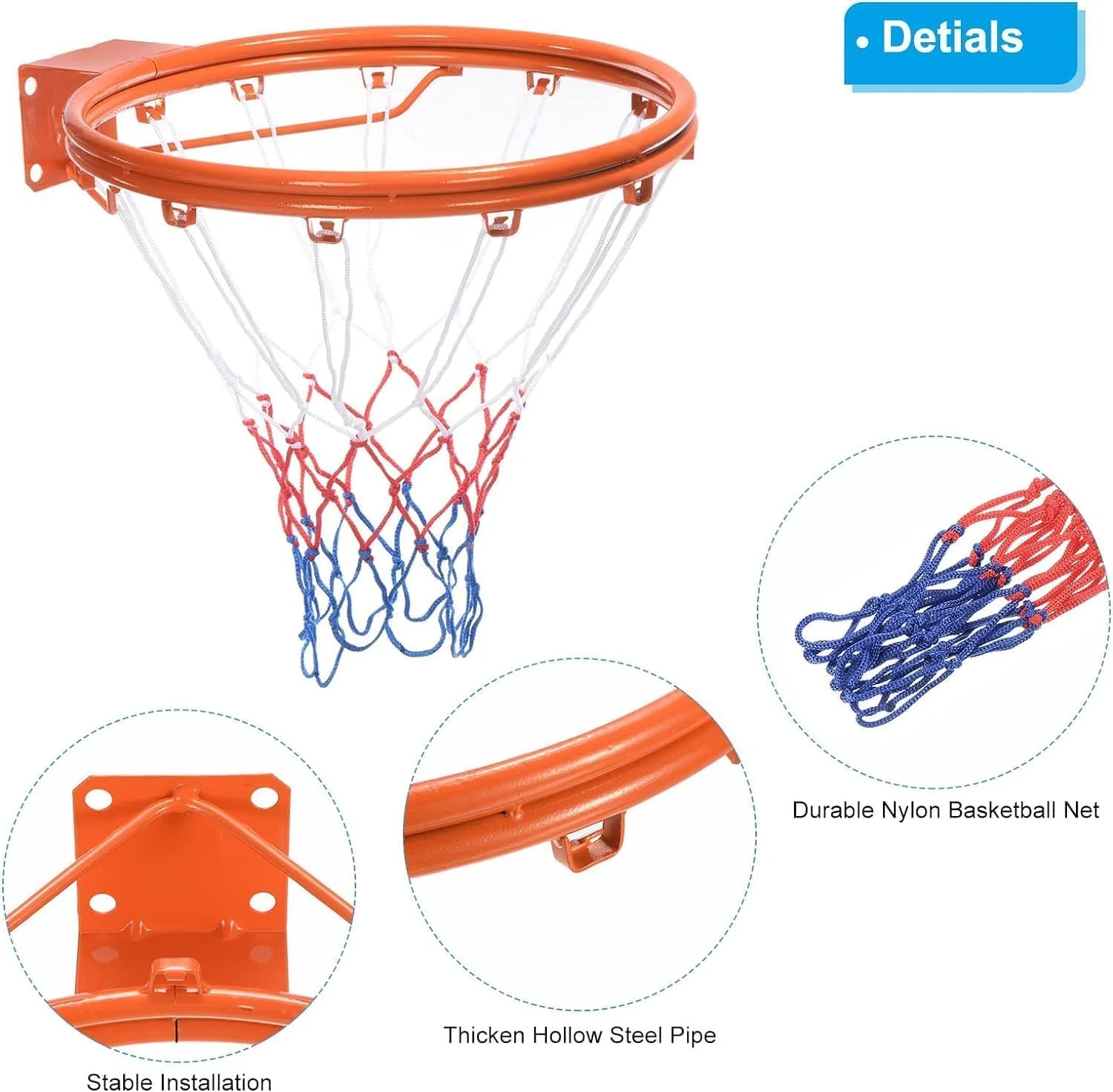 SportQWall Mounted Basketball Hoop, Double Design for Extra Endurance for Indoor & Outdoor, Elevate Your Performance with Double Professional Basketball Hoop, 45 cm - Image 6