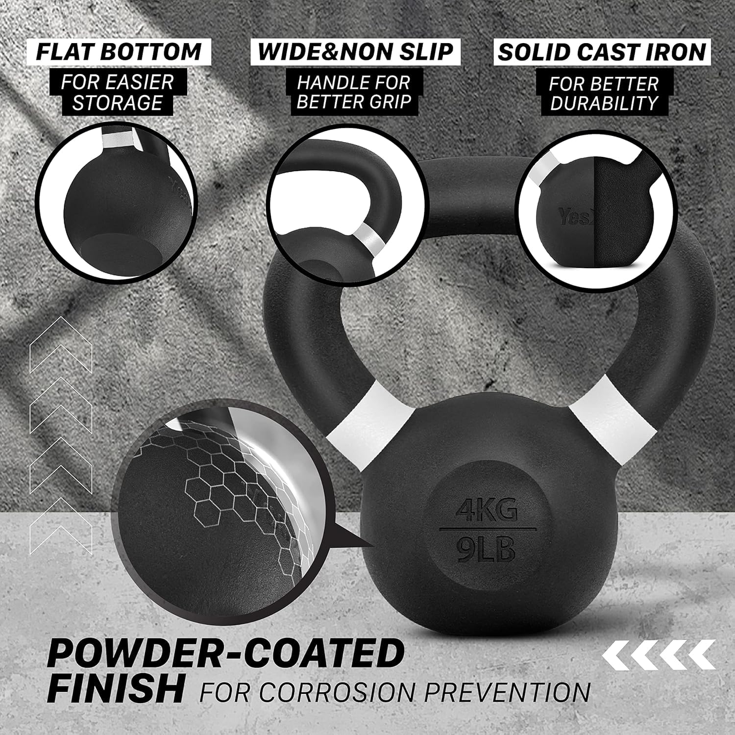 SportQ Kettlebell Stainless Steel All-In-One Squat, Strength, Cardio, Fat Burning Indoor & Indoor Gym Training Tool - Image 6
