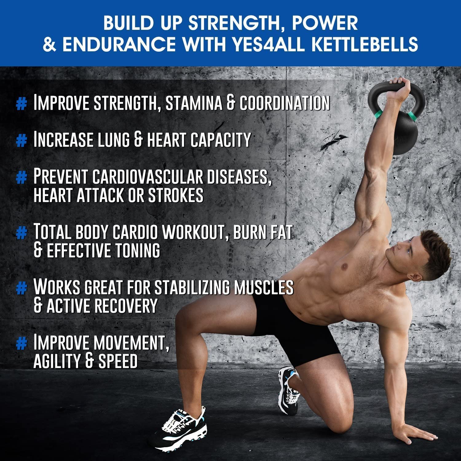 SportQ Kettlebell Stainless Steel All-In-One Squat, Strength, Cardio, Fat Burning Indoor & Indoor Gym Training Tool - Image 8