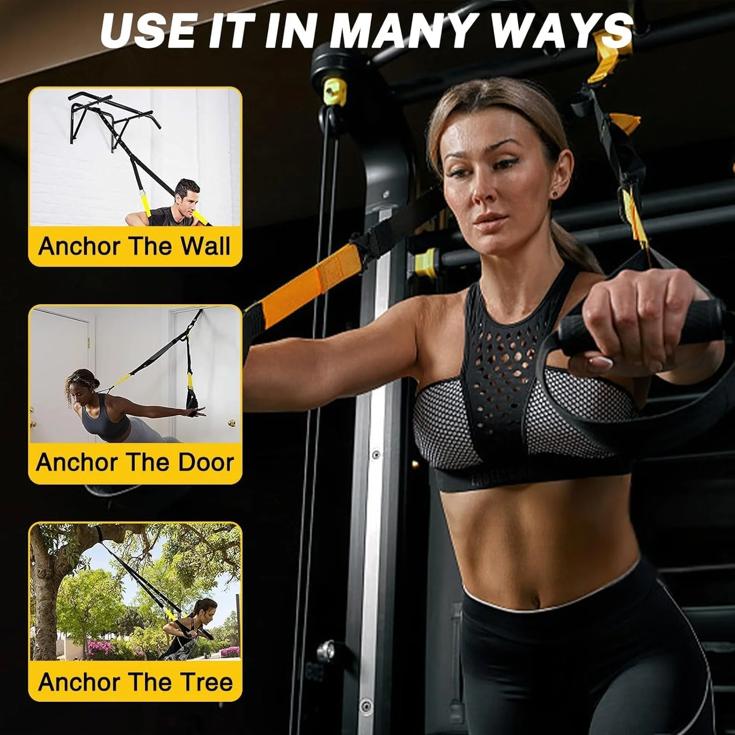 Pro3 Suspension Training Set, Resistance Bands for Full Body Training Levels Indoor and Outdoor Use, Adjustable Straps Up to 500kg, Complete Home Gym Equipment - Image 4
