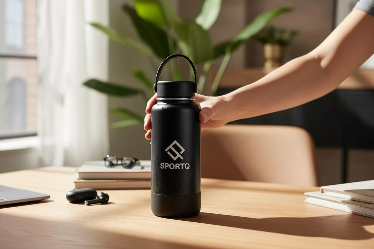 SportQThermal Water Bottle 1000ml SUS304 Stainless Steel – 6 Hours Hot & 12 Hours Cold – Leakproof Water Bottle with Strong Handle – Suitable for Gym, Trips, School (SetGo Bottle) - Image 4