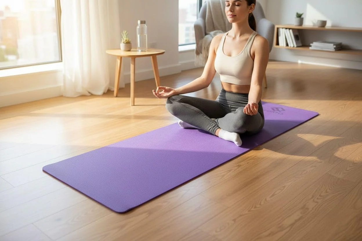 TPE Premium SportQ Non Slip Yoga Mat 6mm Thick – Light & Eco-Friendly Yoga Mat with Carrying Bag, Sweat & Water Resistant for Home Workout, Gym, Pilates, Yoga, Abdominal Workouts 183x61cm - Image 3