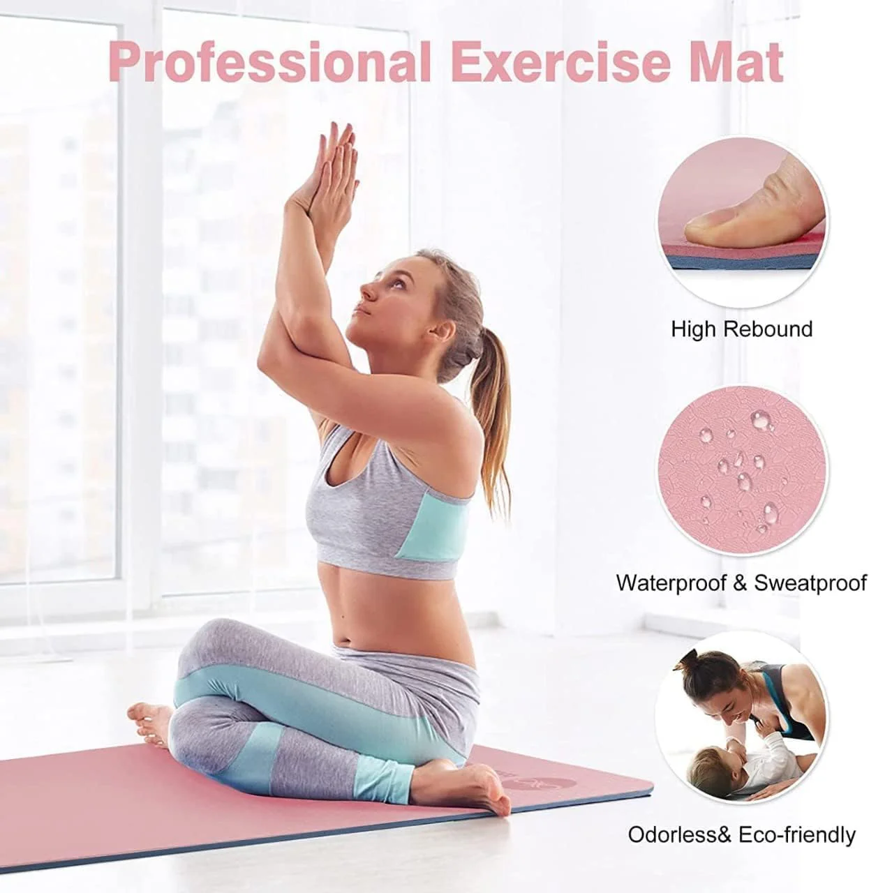 TPE Premium SportQ Non Slip Yoga Mat 6mm Thick – Light & Eco-Friendly Yoga Mat with Carrying Bag, Sweat & Water Resistant for Home Workout, Gym, Pilates, Yoga, Abdominal Workouts 183x61cm - Image 9