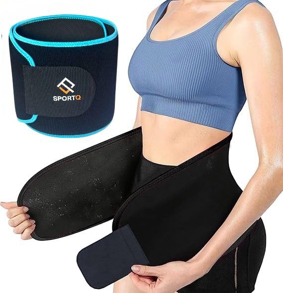 SportQ Slimming Belt for Men & Women Made with Premium Quality Neoprene – Helps Burn Fat & Increase Sweat During Workout – Prevents Odor Clumping After Workout Abdomen & Waist