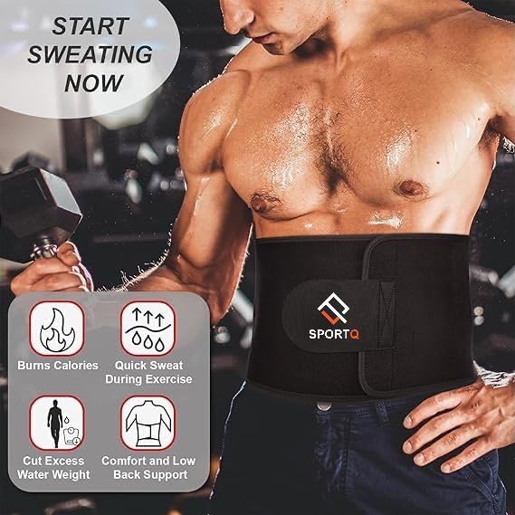 SportQ Slimming Belt for Men & Women Made with Premium Quality Neoprene – Helps Burn Fat & Increase Sweat During Workout – Prevents Odor Clumping After Workout Abdomen & Waist - Image 2