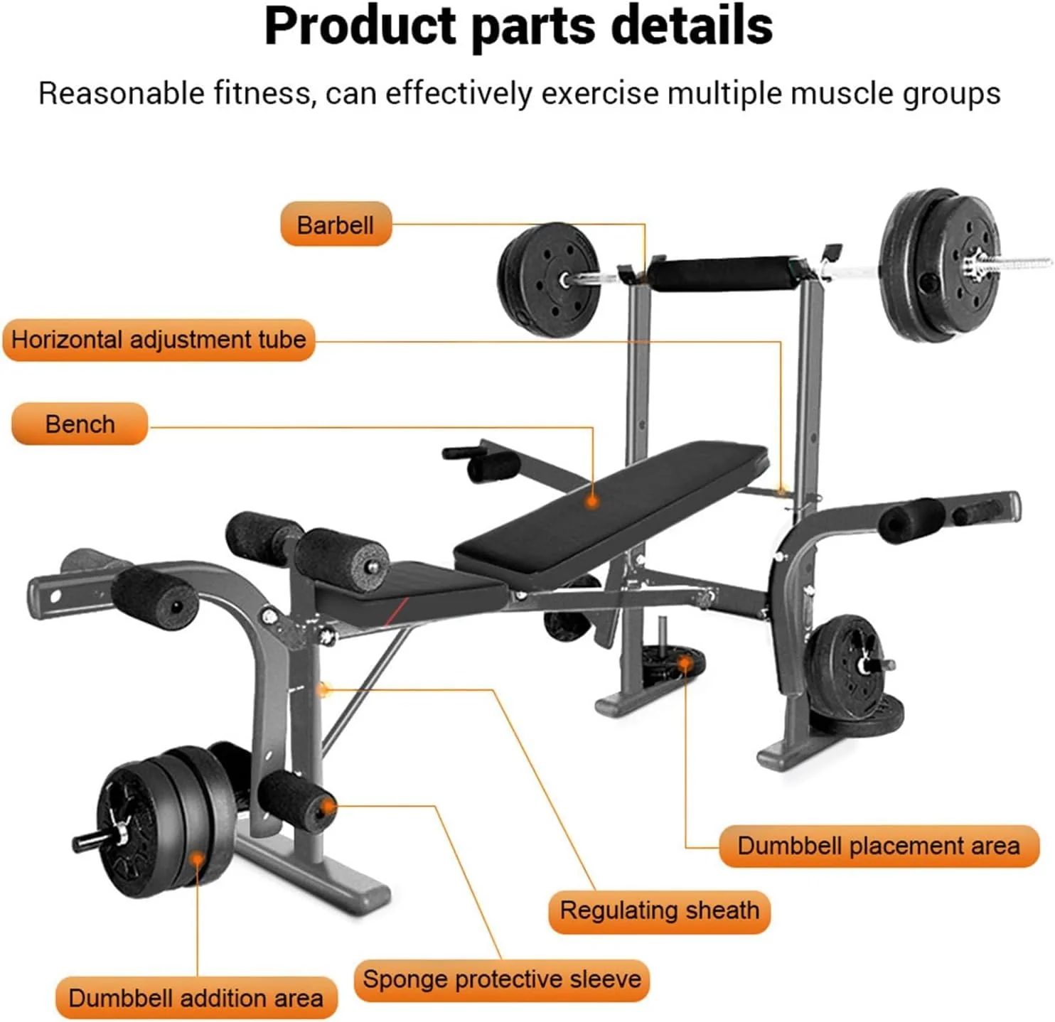 Multifunctional Weight Bench & Bench for Workout – Adjustable Exercise Bench for Home Gym, Chest Shoulder Legs Bodybuilding Workout (Without Barbell & Barbell) - Image 4