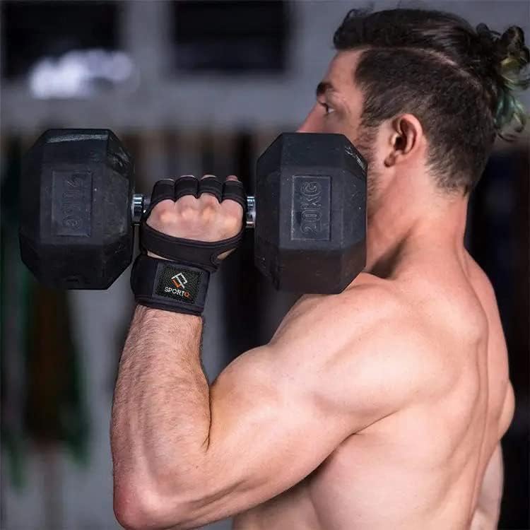SportQ Padded Training Gloves with Silicone Support for Weight Lifting Gym Workout Half Finger Protection Strong Grip for Men and Women - Image 3