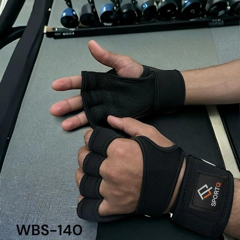 SportQ Padded Training Gloves with Silicone Support for Weight Lifting Gym Workout Half Finger Protection Strong Grip for Men and Women - Image 4