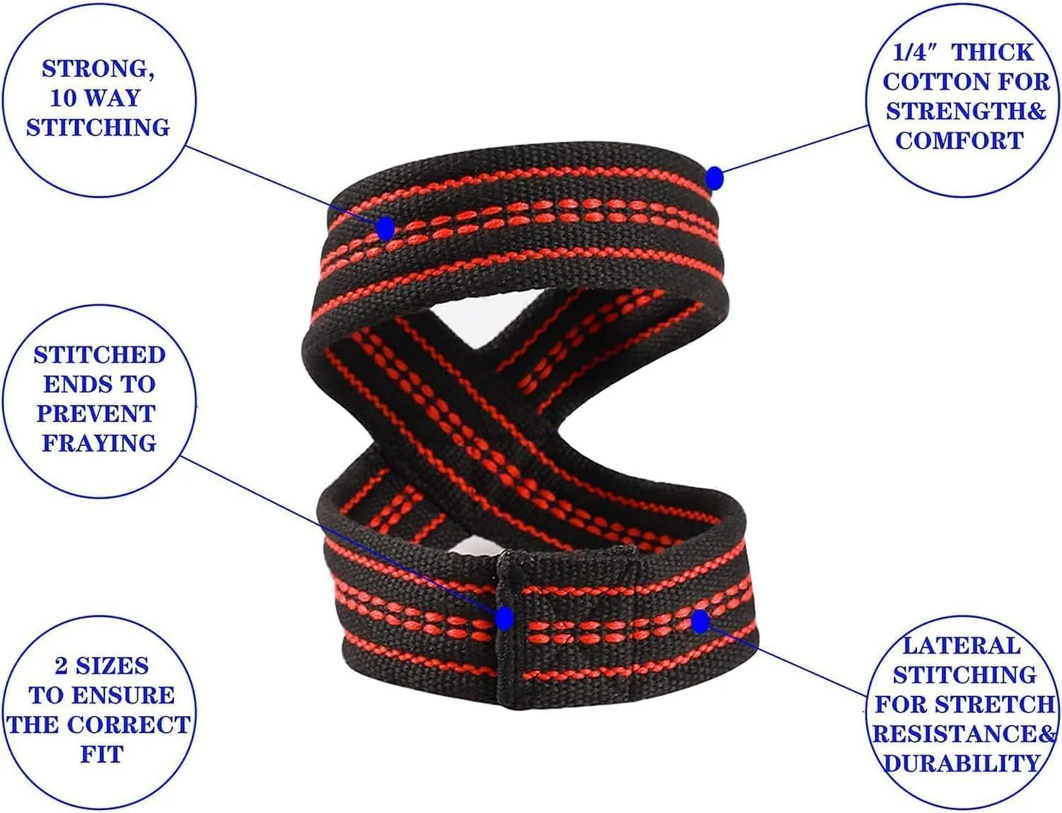 SportQWeight Lifting Grips with Wrist Straps, Strong and Durable 8 Shape Lifting Straps for Men and Women Suitable for Strength Training, 2 Pack, Tensioner - Image 6