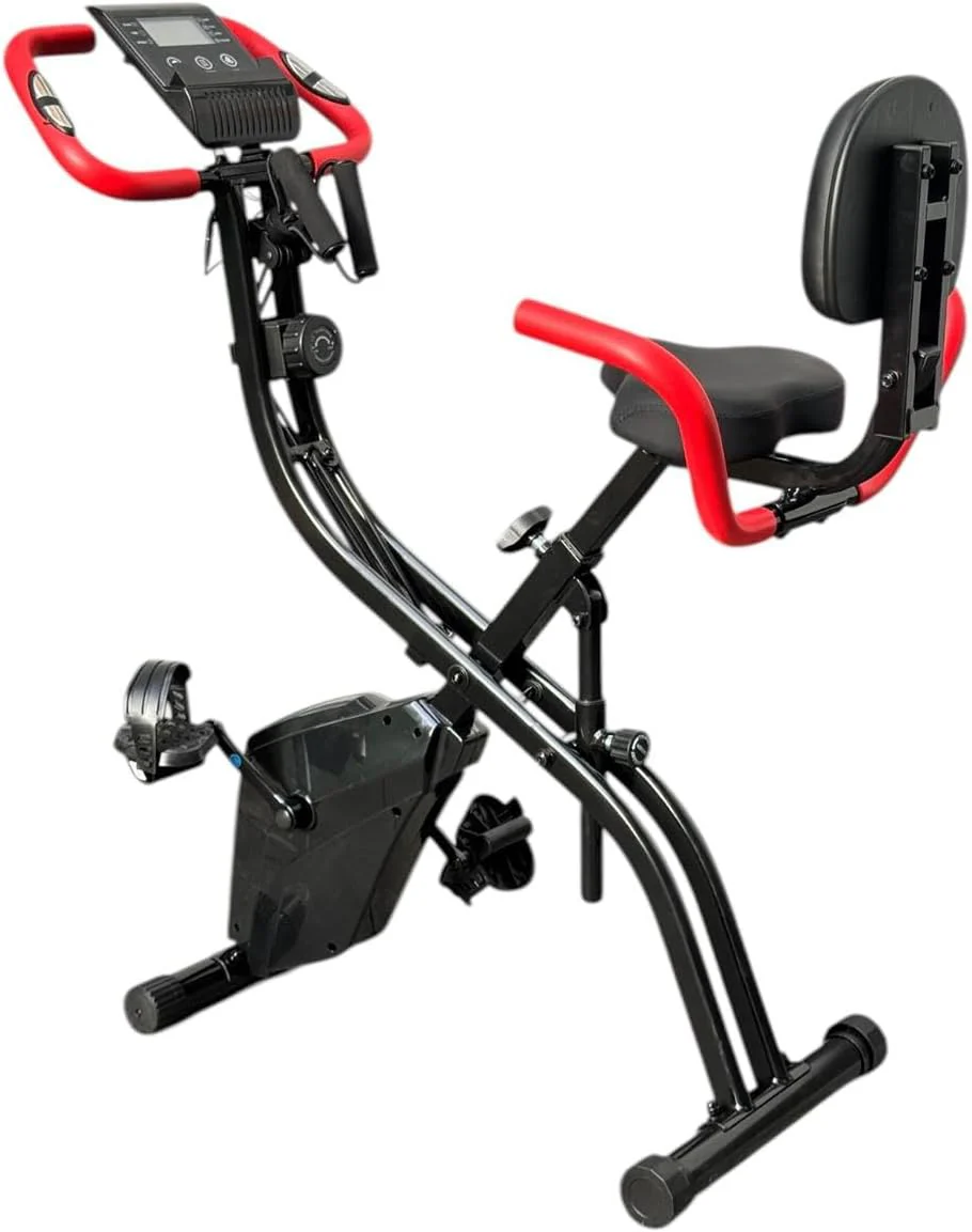 دراجة تمارين منزلية قابلة للطي X-Bike بمقعد مريح ومسند ظهر – شاشة LCD لقياس السرعة والسعرات والمسافة – 10 مستويات مقاومة – تتحمل حتى 150 كجم – مناسبة للتخسيس والكارديو في المنزل