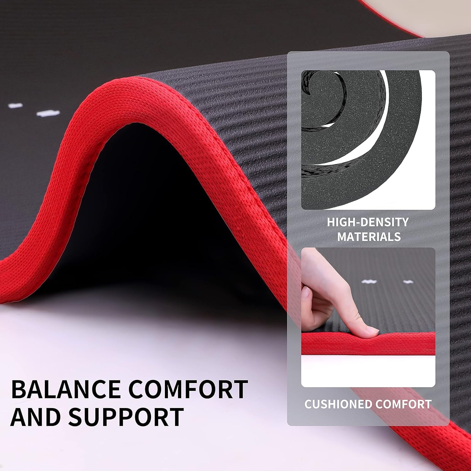 SportQ Yoga Mat Non Slip Eco Friendly NBR Material 10mm Thick High Density Anti-Tear Pilates Mat with Carrying Strap for Yoga, Pilates, Gymnastics - 183cm x 63cm x 1cm - Image 6
